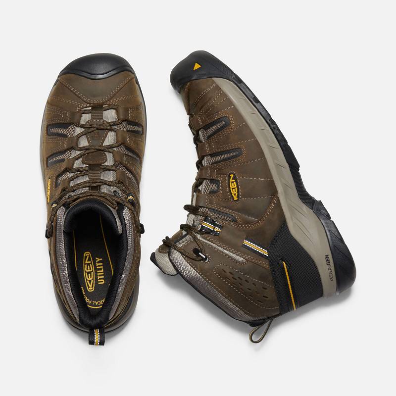 Keen Flint II Steel Toe Arbeitsschuhe Herren DE-97265 Cascade Brown/Golden Rod - Keen Herrenschuhe B